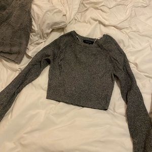 Gray long sleeve sweater crop top
